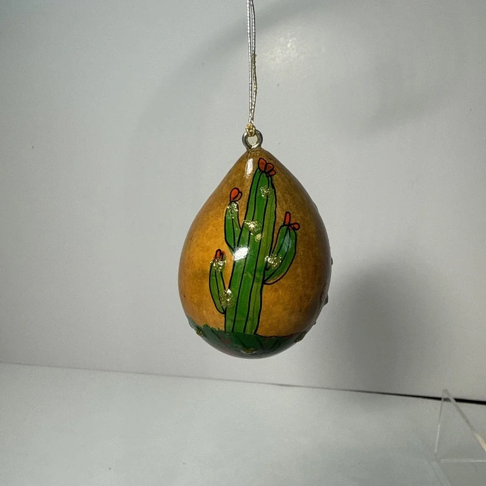 Small hand painted Hummingbird signed Sly‎ Short Gourd Ornament southwest Style